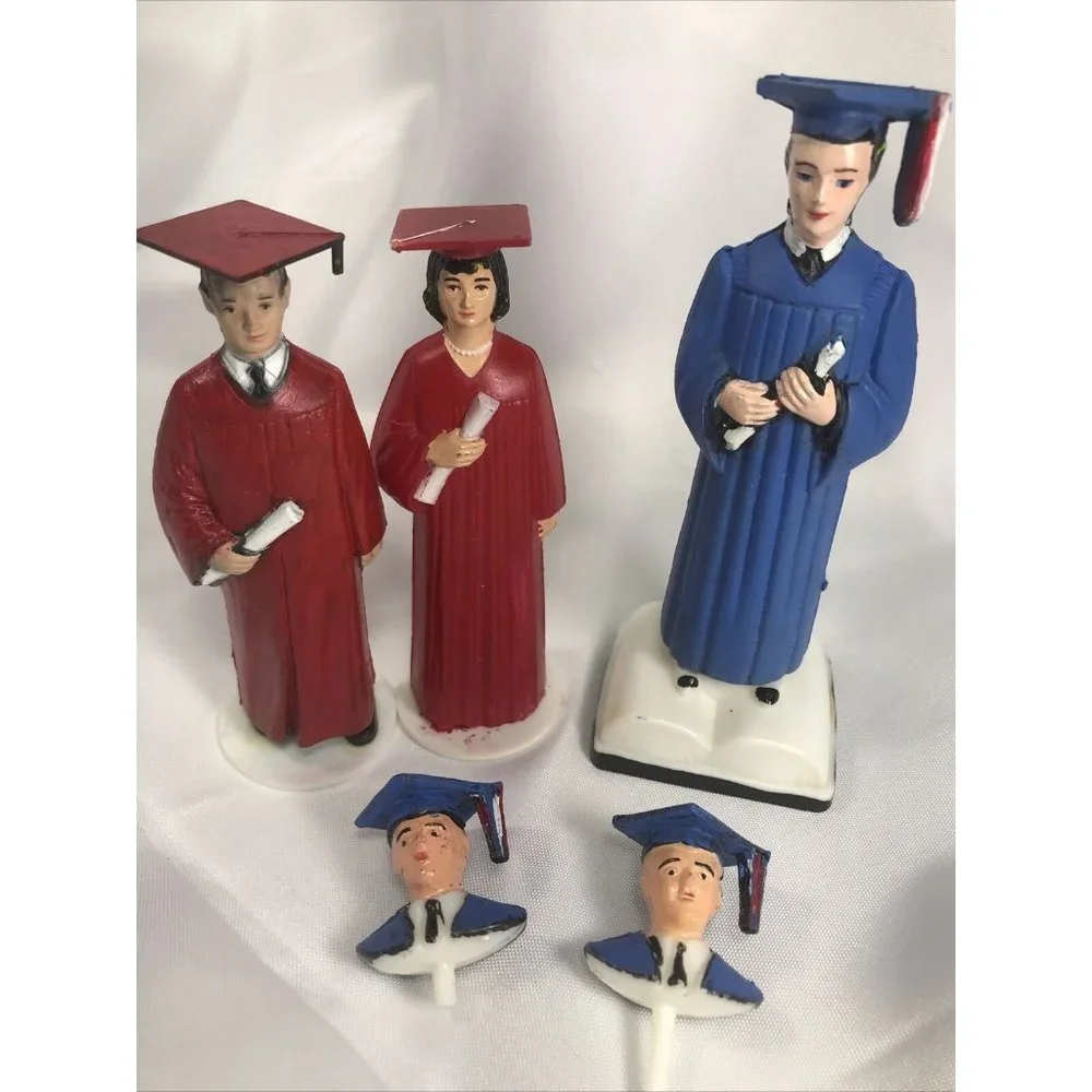 Vintage Graduation Cake Cupcake Toppers Highschool College Students Boy And Girl
